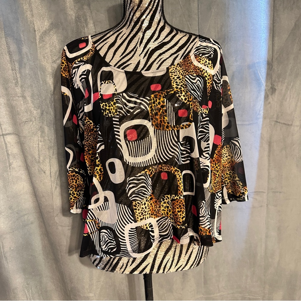 JOSEPH RIBKOFF SHEER PATTERN TOP